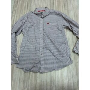 Cinch Mens Long Sleeve Button Down  Geometric Print Red Logo Western Style